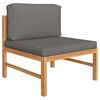 vidaXL Salon de jardin 7 pcs avec coussins gris bois de teck solide