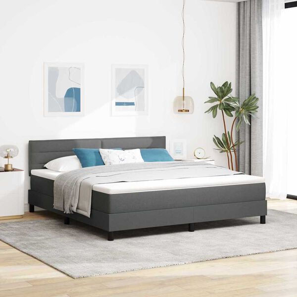 vidaXL Lit &agrave; ressorts avec matelas Gris fonc&eacute; 180 x 200 cm tissu