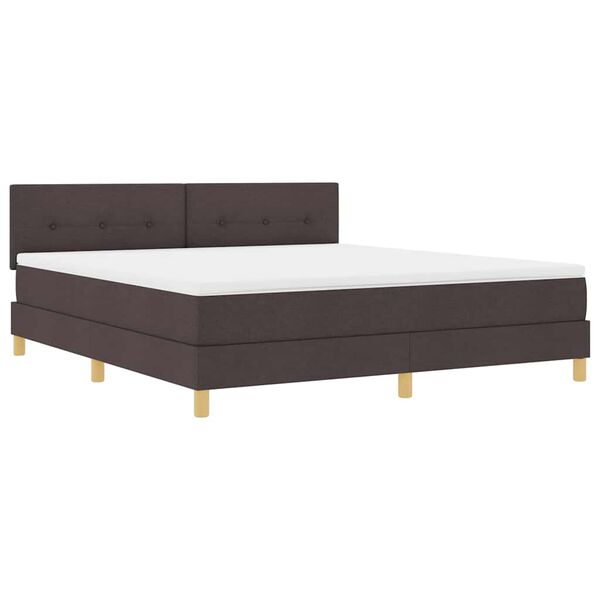 vidaXL Lit &agrave; ressort LED avec matelas Marron fonc&eacute; 180 x 200 cm tissu