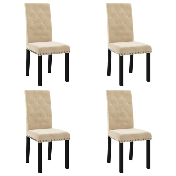 vidaXL Chaises &agrave; manger lot de 4 cr&egrave;me velours