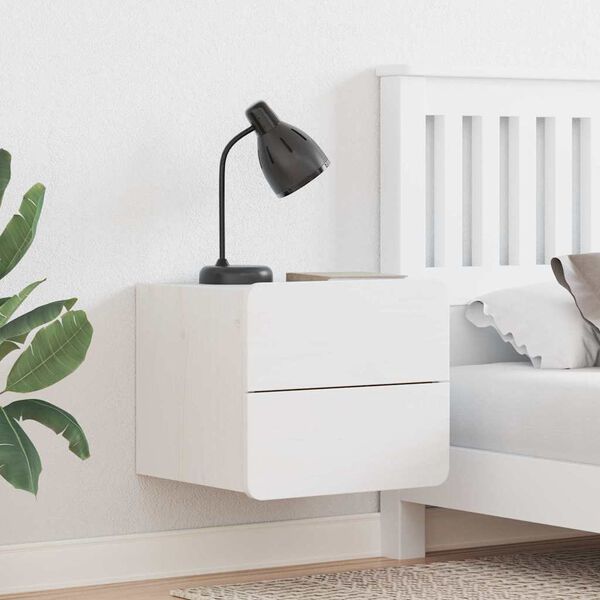 vidaXL Table de chevet 2 pcs Blanc 39 x 34 x 33 cm Bois de pin massif