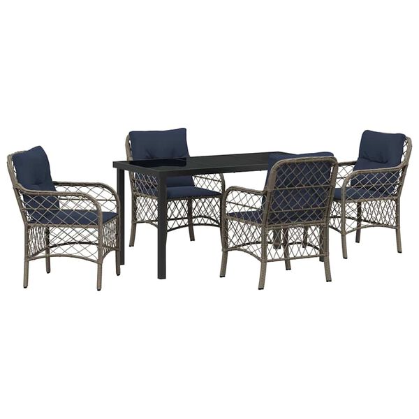 vidaXL Ensemble de salle &agrave; manger pour jardin 5 pcs Gris et Noir Rotin