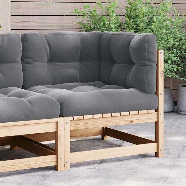 vidaXL Canap&eacute; d'angle de jardin avec coussins gris Bois de pin massif