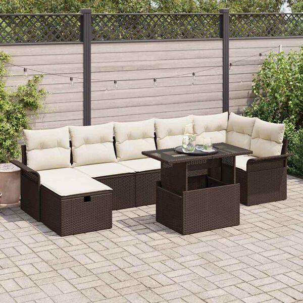 vidaXL Ensemble de canap&eacute; de jardin 8 pcs Marron Poly rotin