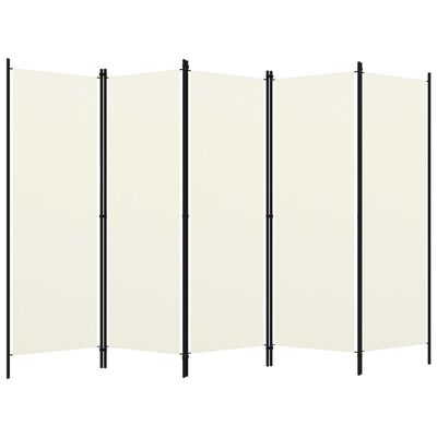vidaXL Cloison de séparation 5 panneaux Blanc crème 250x180 cm
