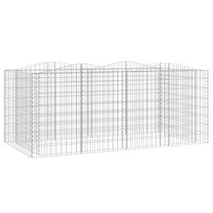 vidaXL Lit sur&eacute;lev&eacute; &agrave; gabions arqu&eacute; 200x100x100 cm Fer galvanis&eacute;