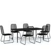 vidaXL Ensemble &agrave; manger de jardin 7 pcs Noir