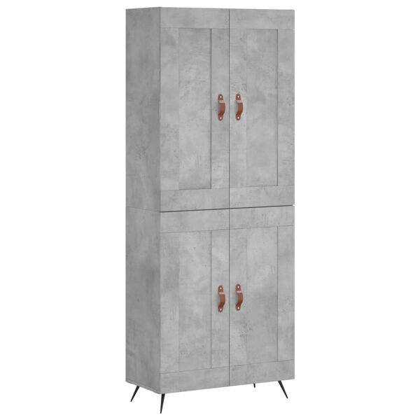 vidaXL Buffet haut Gris b&eacute;ton 69,5x34x180 cm Bois d'ing&eacute;nierie