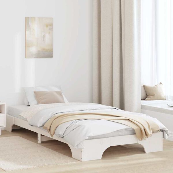 vidaXL Cadre de lit Blanc 80 x 200 cm Pin massif