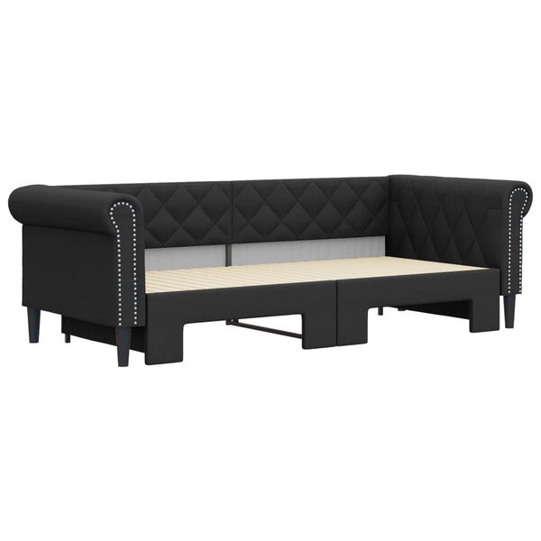 vidaXL Lit de jour avec gigogne sans matelas noir 90x200 cm