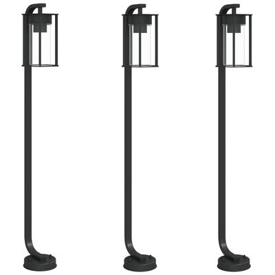 vidaXL Lampadaires d'extérieur 3 pcs noir 100 cm acier inoxydable