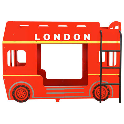 vidaXL Lit superposé Bus de Londres Rouge MDF 90x200 cm