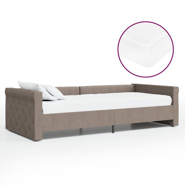vidaXL Lit avec matelas et &eacute;clairage USB Taupe Tissu 90x200 cm