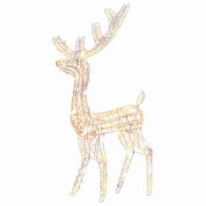 vidaXL Renne de d&eacute;coration de No&euml;l Acrylique 140 LED color&eacute;es 128 cm