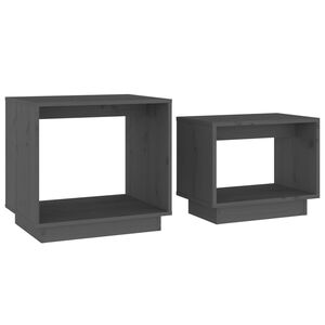vidaXL Tables basses gigognes 2 pcs Gris Bois de pin massif