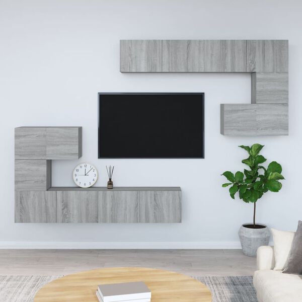 vidaXL Meuble TV mural Sonoma gris Bois d'ing&eacute;nierie