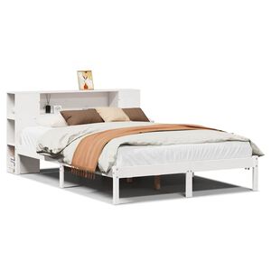 vidaXL Lit biblioth&egrave;que sans matelas blanc 120x200 cm bois pin massif