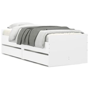 vidaXL Cadre de lit avec tiroirs sans matelas blanc 100x200 cm