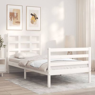 vidaXL Cadre de lit sans matelas blanc 90x200 cm bois massif