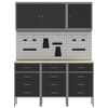 vidaXL Placard de travail 8 pcs Noir Bois d'ing&eacute;nierie et acier