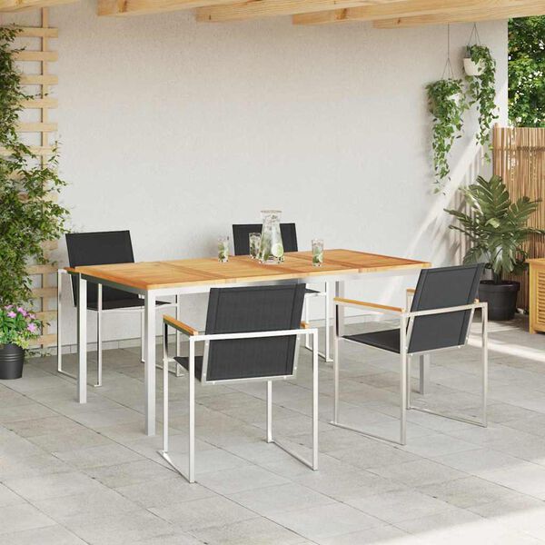 vidaXL EnsembledeRepasdeJardin 5 pcs Teck massif