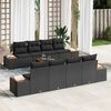 vidaXL Ensemble de canap&eacute; de jardin avec coussin 9 pcs Noir Poly rotin
