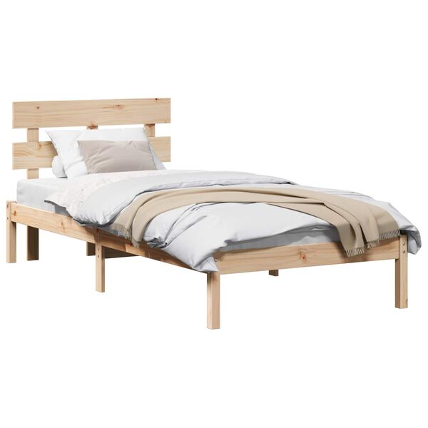 vidaXL Cadre de lit Marron 90 x 200 cm Bois de pin massif
