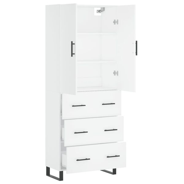 vidaXL Buffet haut Blanc 69,5x34x180 cm Bois d'ing&eacute;nierie