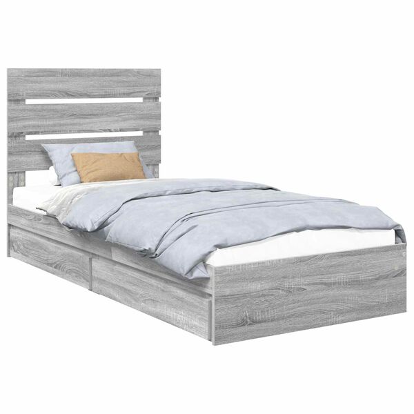 vidaXL Lit de Rangement Gris Sonoma 75 x 190 cm Bois d'ing&eacute;nierie