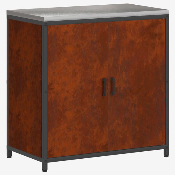 vidaXL Rangement de cuisine avec &eacute;tag&egrave;re Rouill&eacute; 60 x 50 x 92 cm Acier