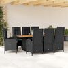 vidaXL Ensemble &agrave; manger de jardin 9pcs coussins noir r&eacute;sine tress&eacute;e