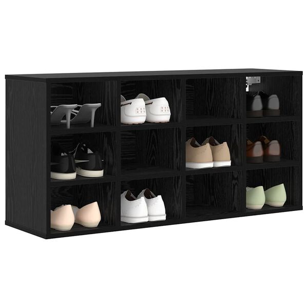 vidaXL Cabinet &agrave; chaussures avec &eacute;tag&egrave;re Ch&ecirc;ne noir 103 x 30 x 51 cm