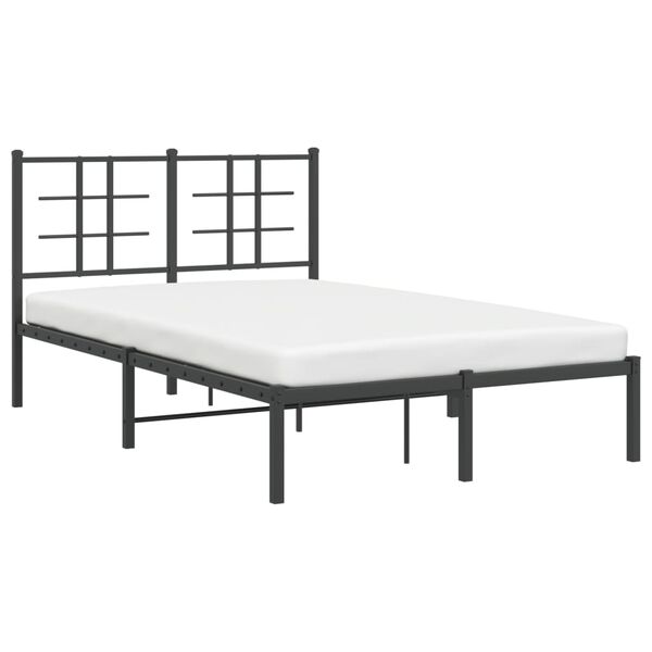 vidaXL Cadre de lit m&eacute;tal sans matelas avec t&ecirc;te de lit noir 120x190cm