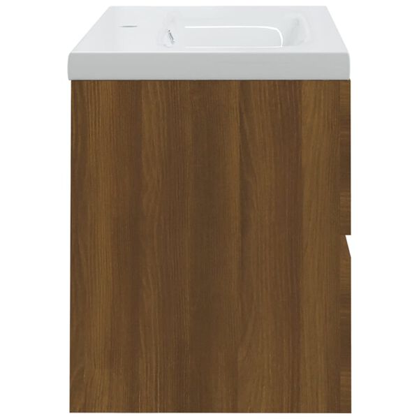 vidaXL Meuble lavabo avec bassin int&eacute;gr&eacute; Ch&ecirc;ne brun Bois d'ing&eacute;nierie