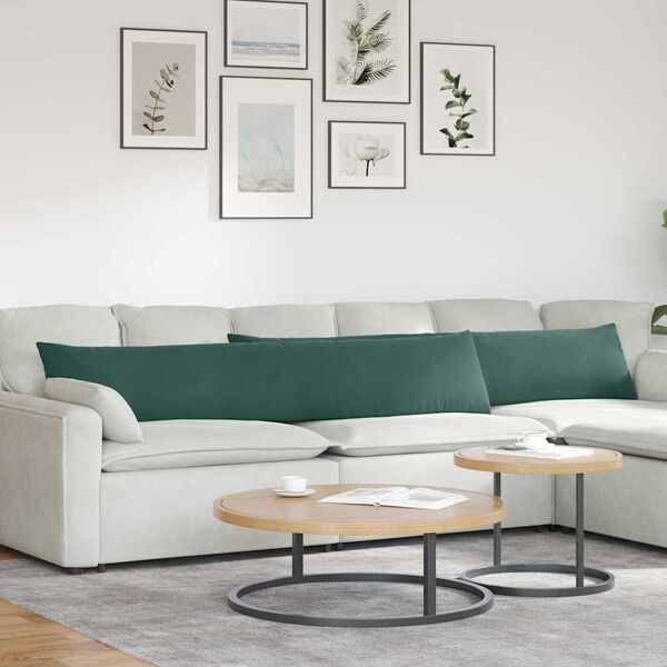 vidaXL Coussins de canap&eacute; 2 pcs Vert fonc&eacute; 200 x 40 cm