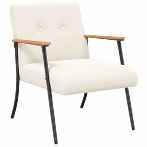 vidaXL fauteuil Cr&egrave;me Tissu ressemblant &agrave; de la laine boucl&eacute;e
