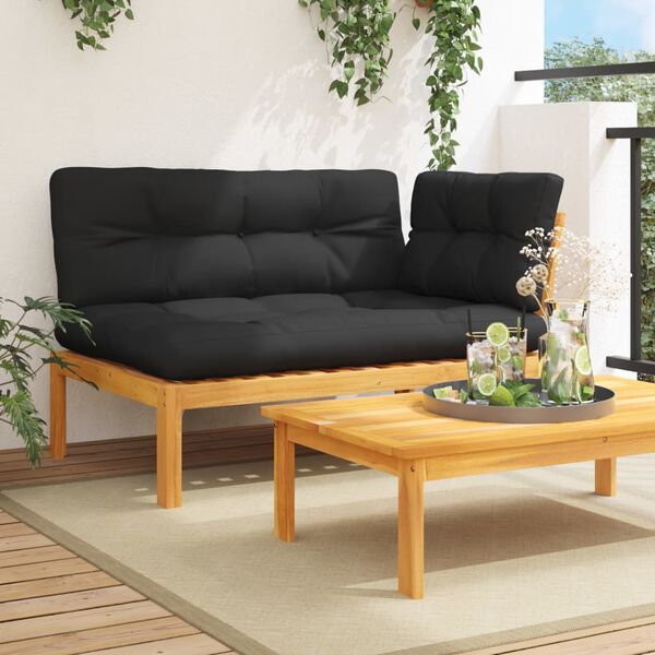 vidaXL Canap&eacute; d'angle palette de jardin et coussins bois acacia massif