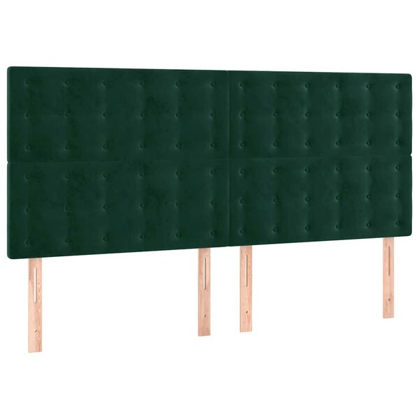 vidaXL T&ecirc;te de lit &agrave; LED Vert fonc&eacute; 200x5x118/128 cm Velours