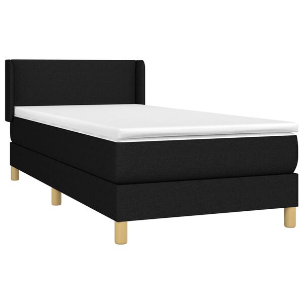 vidaXL Sommier &agrave; lattes de lit et matelas Noir 80x200 cm Tissu