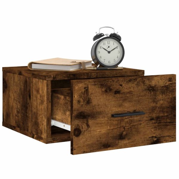 vidaXL Table de chevet murale ch&ecirc;ne fum&eacute; 35x35x20 cm