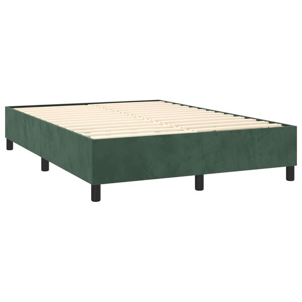 vidaXL Sommier &agrave; lattes de lit et matelas Vert fonc&eacute; 140x190cm Velours