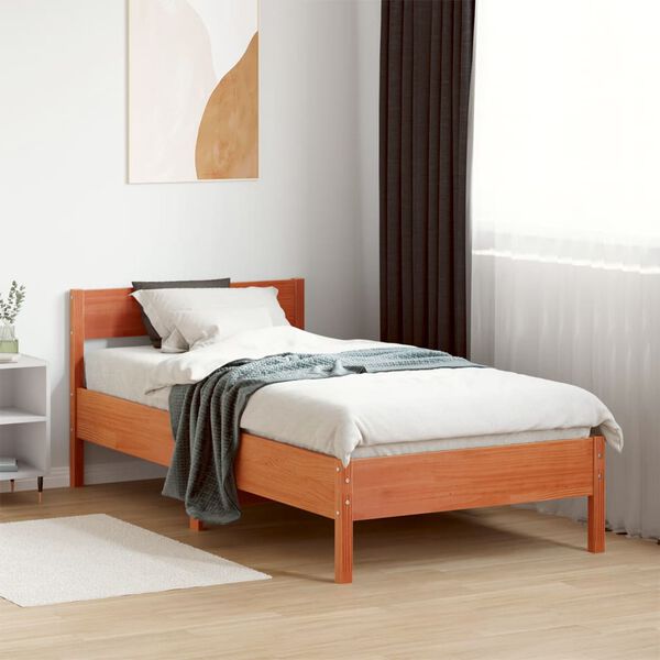 vidaXL Cadre de lit sans matelas cire marron 75x190 cm bois pin massif