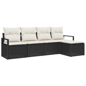 vidaXL Ensemble de Canap&eacute;s avec coussin 5 pcs Noir et Cr&egrave;me polyrotin