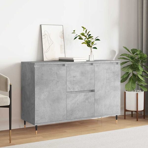 vidaXL Buffet gris b&eacute;ton 101,5x35x70 cm bois d'ing&eacute;nierie