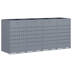 vidaXL Rangement de poubelle &agrave; roulettes pour 4 poubelles Gris clair