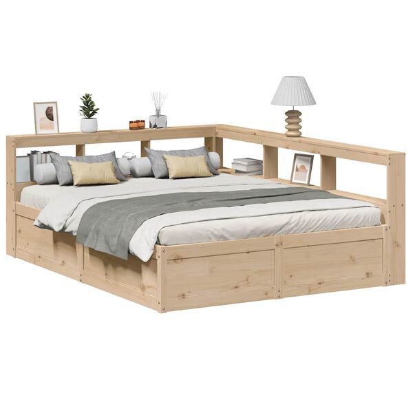 vidaXL Lit biblioth&egrave;que sans matelas 150x200 cm bois massif de pin