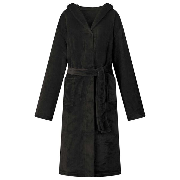 vidaXL Peignoir avec capuche Noir l Flanelle