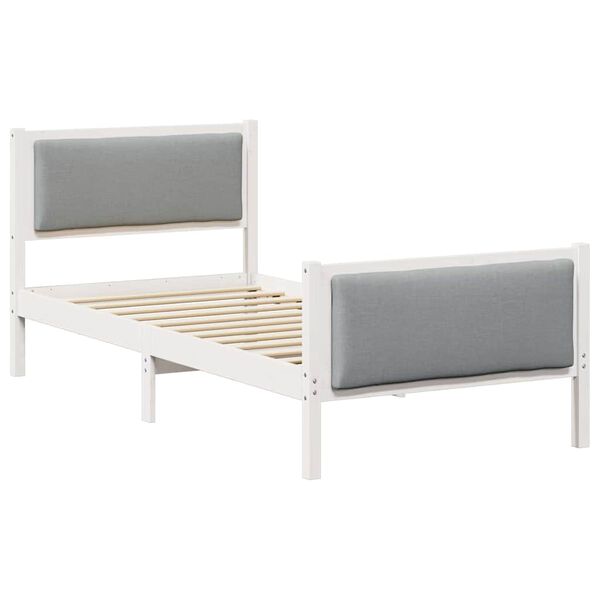 vidaXL Cadre de lit avec t&ecirc;te de lit Gris clair 90 x 200 cm tissu