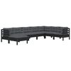 vidaXL Salon de jardin 8 pcs avec coussins Noir Bois de pin massif