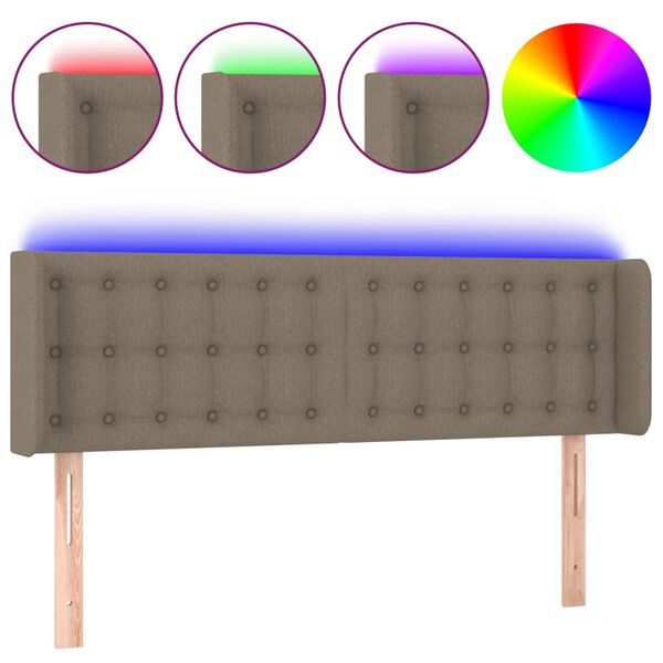 vidaXL T&ecirc;te de lit &agrave; LED Taupe 147x16x78/88 cm Tissu